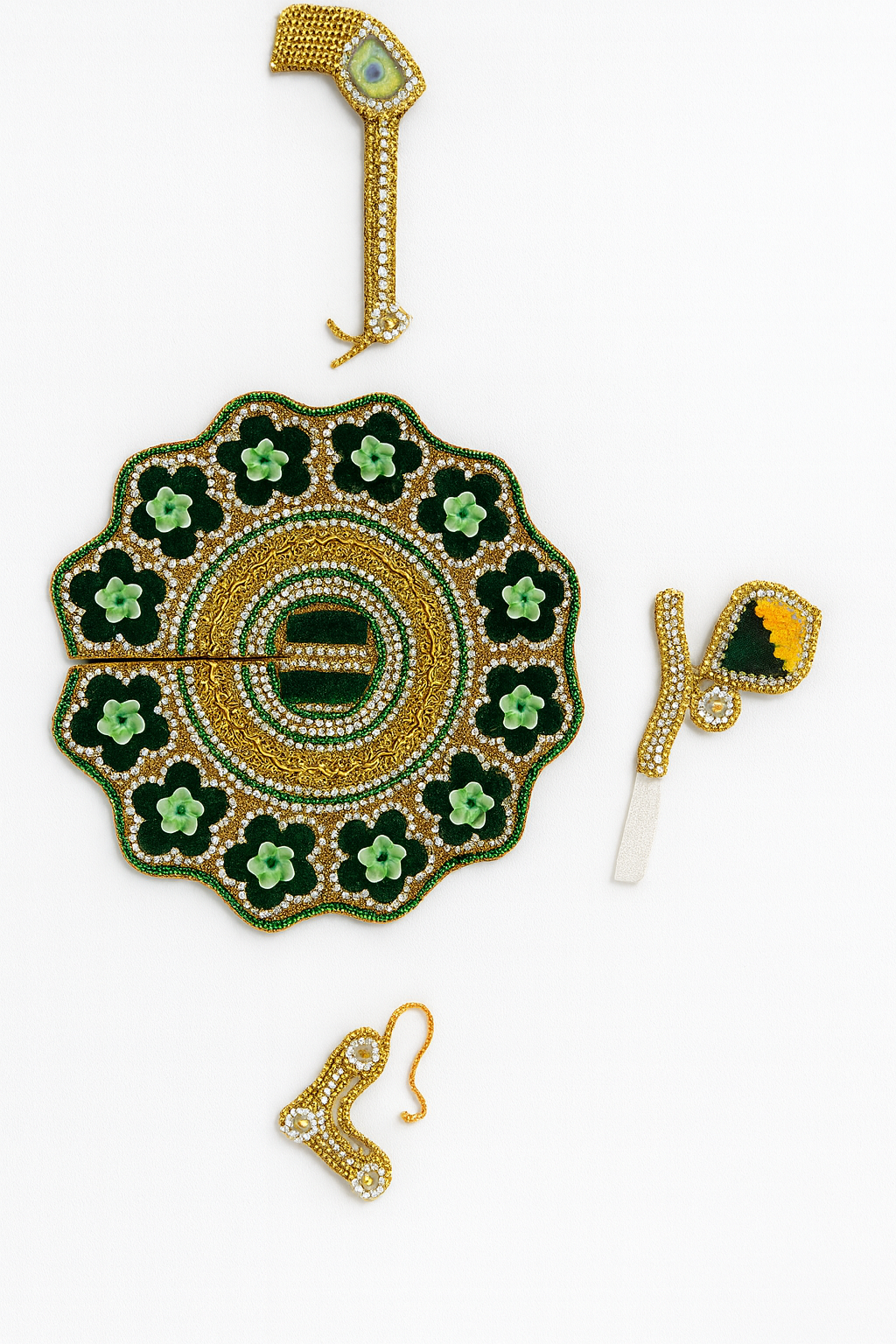 Laddu Gopal Dress – Green Velvet Floral Poshak