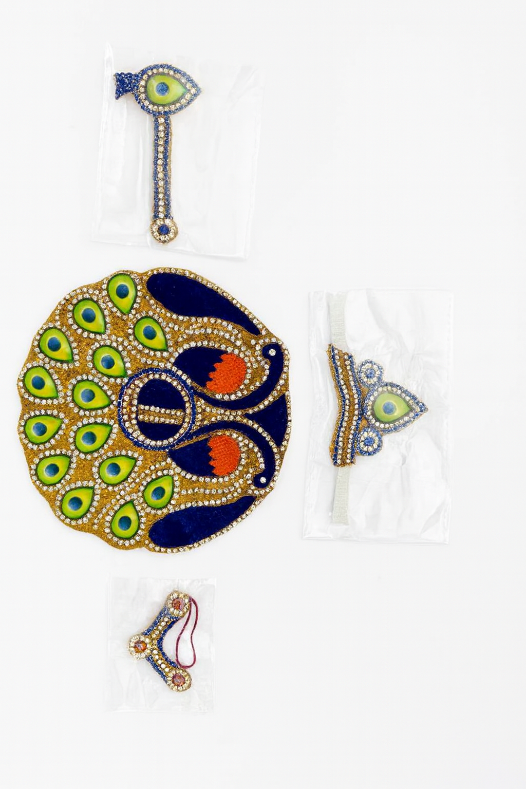 Laddu Gopal Dress – Blue Peacock Stone Work Poshak (Size 5 inches)