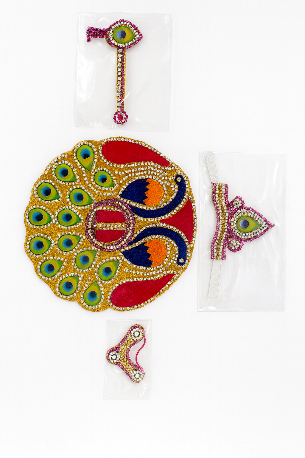 Laddu Gopal Peacock Dress – Pink & Multicolor (size 5 Inches)