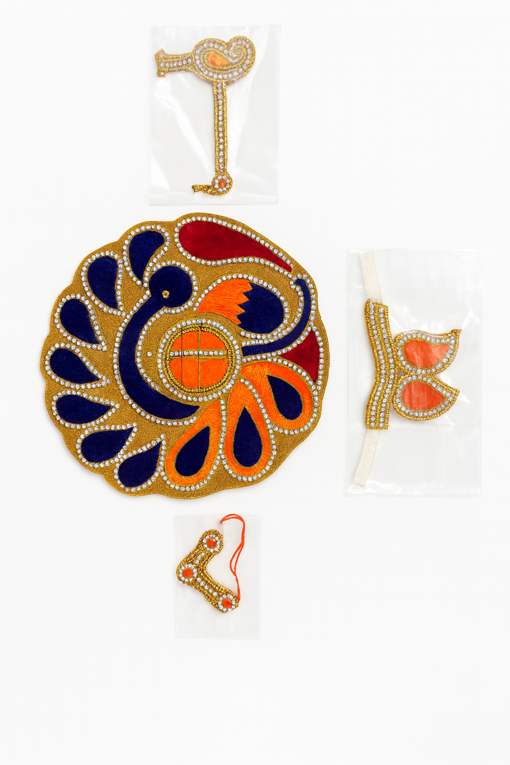 “Laddu Gopal Designer Peacock Dress Set – Size 5”