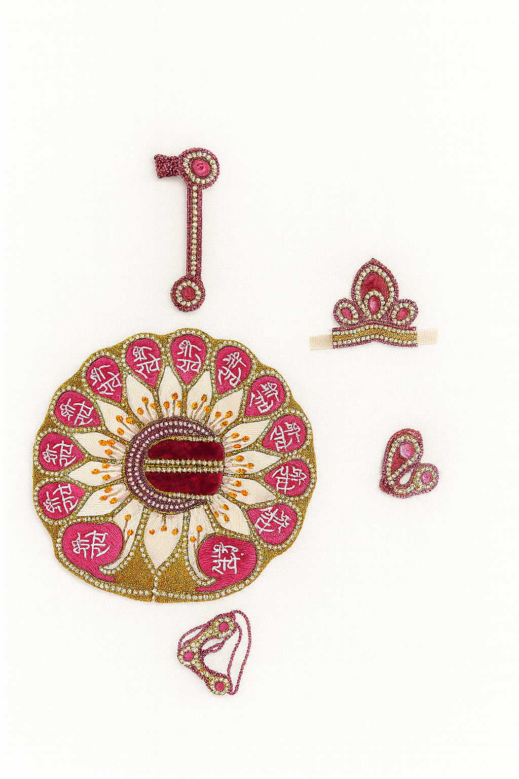 Laddu Gopal Dress – Pink “Shree Radhe” Designer Poshak (Size 5 inch)